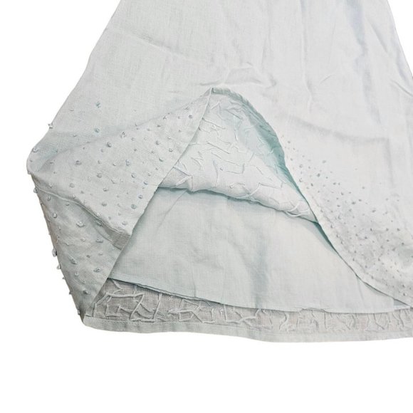 Eileen Fisher Petite Light Blue Linen A‎ Line Knee Length Skirt Textured 2P 4P - Picture 4 of 7